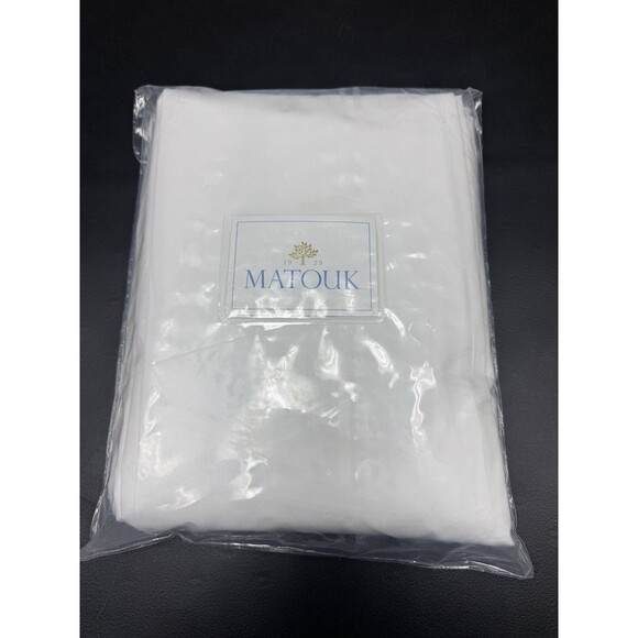 Matouk Essex KING 100% Long Staple Cotton Green/White Flat Sheet - Picture 7 of 8